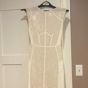 Gorgeous Rebecca Taylor Cream & Rose Gunmetal Form-fitting Dress - Size S